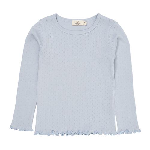 Copenhagen Colors Summer Langærmet Pointelle Tee Dusty Blue 116 cm  Blå  116 cm  kvinde