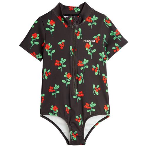 Mini Rodini Lingonberries Aop Badedragt Black 104/110 cm  Brun  104/110 cm  Unisex