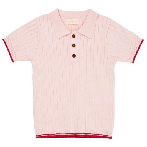 Copenhagen Colors GOTS Ribstrikket Poloshirt Ballerina Berry 86 cm  Lyserød  86 cm  kvinde