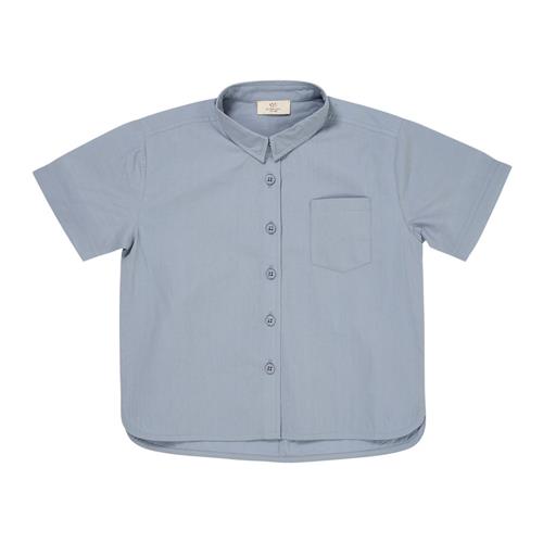 Copenhagen Colors Kortærmet Poplin-skjorte Dusty Blue 110 cm  Blå  110 cm  mand