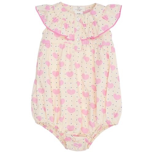 Copenhagen Colors Heart & Dots Romper Med Flæse Heart Aop | Lyserød | 62 cm