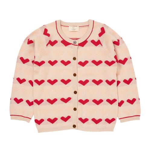 Copenhagen Colors Heart Strikket Cardigan Berry 104cm  Lyserød  104 cm  kvinde
