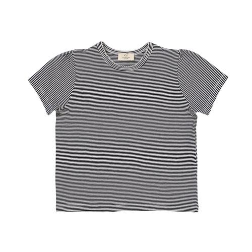 Copenhagen Colors Stribet T-shirt Med Flæseærmer Navy Cream Stripe 128 cm  Blå  128 cm  mand