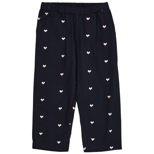 Copenhagen Colors GOTS Heart Twill-bukser Navy Soft Pink Hearts 116 cm  Blå  116 cm  kvinde