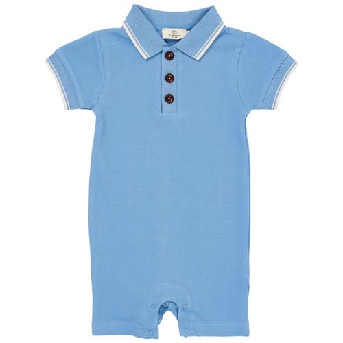 Copenhagen Colors Pique Polo Romper Sky Blue 68 cm  Blå  68 cm  mand