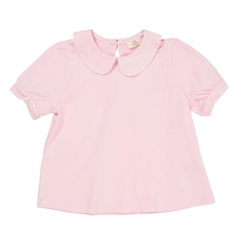 Copenhagen Colors Solid Kortærmet Bluse Med Krave Ballerina 122 cm  Lyserød  122 cm  kvinde