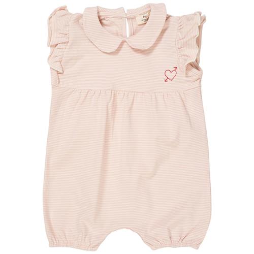 Copenhagen Colors Stribet Romper Dusty Rose Cream Stripe 74 cm  Lyserød  74 cm  kvinde
