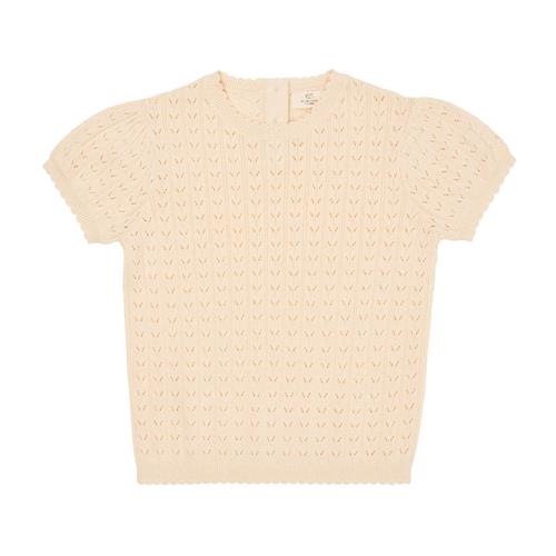 Copenhagen Colors Strikket Pointelle-bluse Cream 86 cm  Beige  86 cm  kvinde