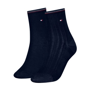 Tommy Hilfiger Legwear Tommy Hilfiger Strømper 2P Women Shine Short Socks Marineblå Str 35/38 Dame