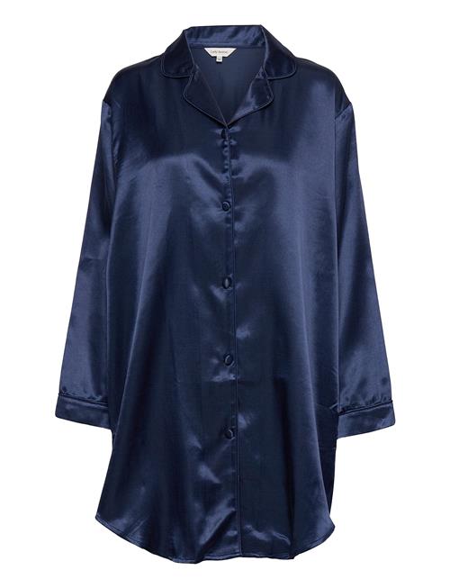 Satin Long Sleeve Nightshirt Lady Avenue Blue