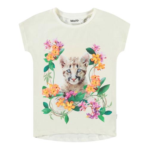 Molo Ragnhilde Short Sleeve T-Shirt Floral Puma 116 cm  Beige  116 cm  kvinde