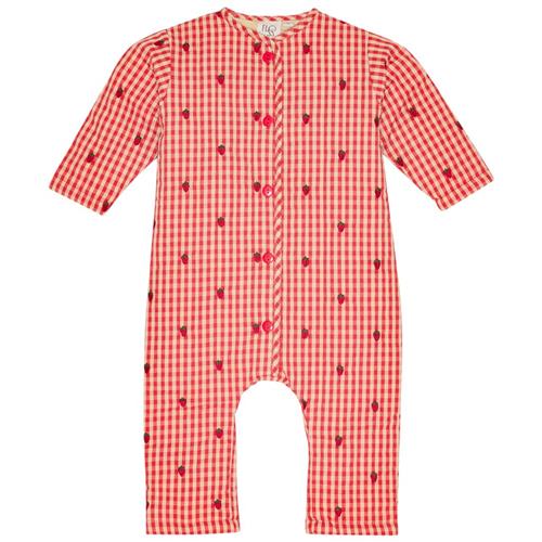 Se Flöss Molly Onesie Berry Gingham 80 cm  Rød  80 cm  kvinde ved Babyshop