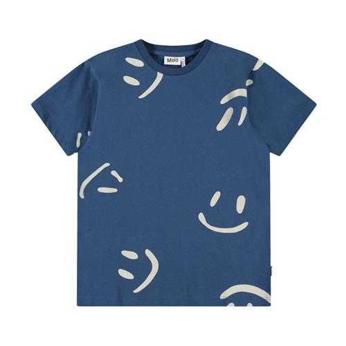 Molo Riley Short Sleeve T-Shirt Big Smiles Blue 122 cm  Blå  122 cm  mand
