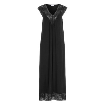 Damella Long Viscose Plain Sleeveless Nightdress Sort viskose Small Dame