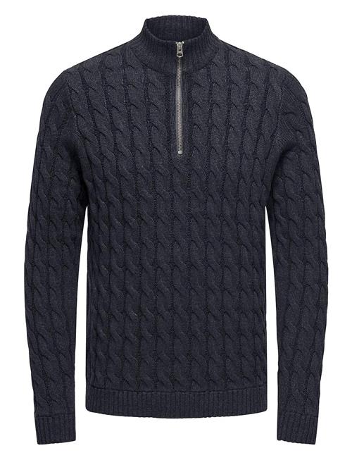 Onskicker Life Reg 3 Cable Half Zip Knit ONLY & SONS Navy