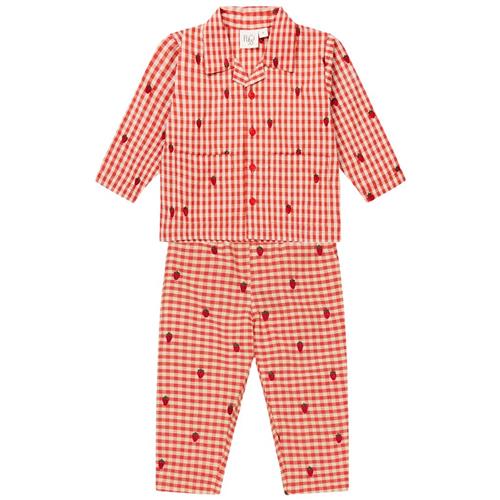 Flöss Molly Pyjamas Berry Gingham 98 cm  Rød  98 cm  kvinde