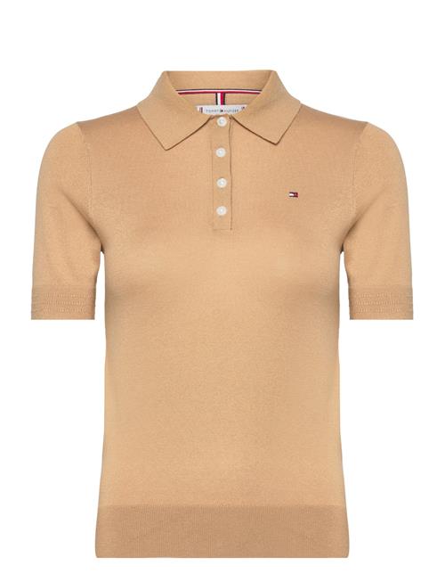 Se Co Lyocell Button Polo Ss Swt Tommy Hilfiger Beige ved Booztlet