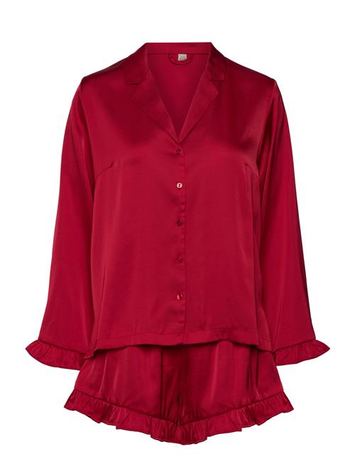 Pyjama Set Satin Frill Lindex Red