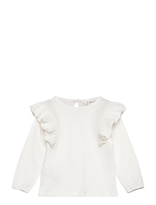 100 Cotton T-Shirt With Ruffles Mango White