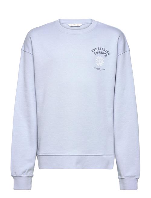 Printed Message Sweatshirt Mango Blue