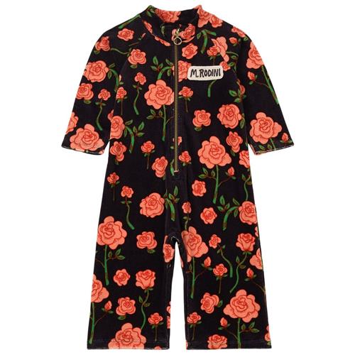 Mini Rodini GOTS Roses Logo Velour Jumpsuit Sort | Sort | 116/122 cm