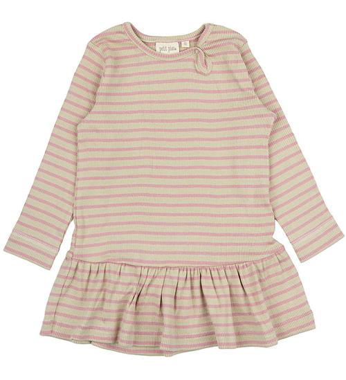 Petit Piao Kjole - Rib - Modal Striped - Bright Rose/ Dark Off W