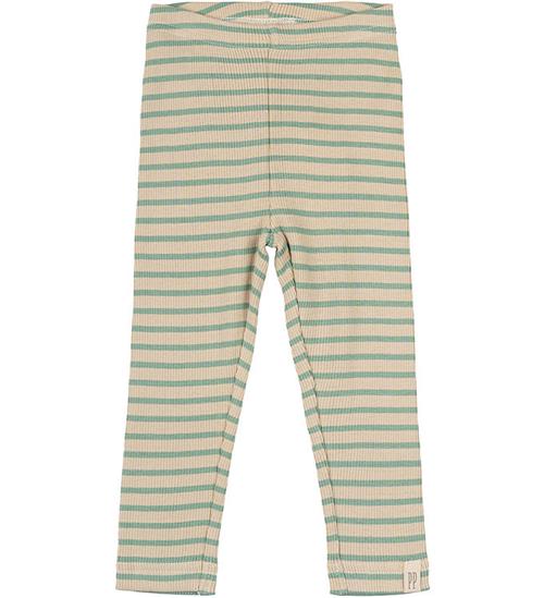 Petit Piao Leggings - Rib - Modal - Granite Green/Dark Off White