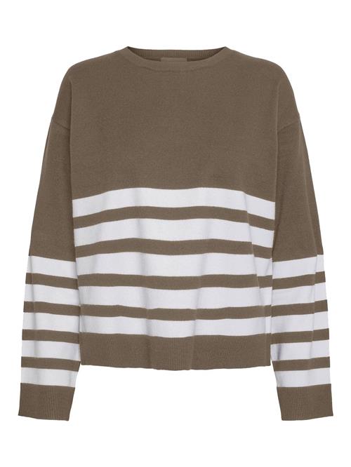 PIECES Pullover 'PCPenelope'  brun / hvid