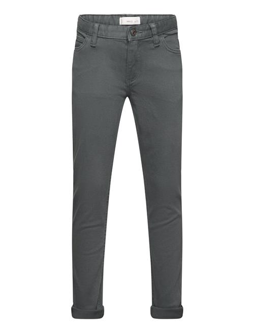 Straight-Fit Cotton Trousers Mango Grey