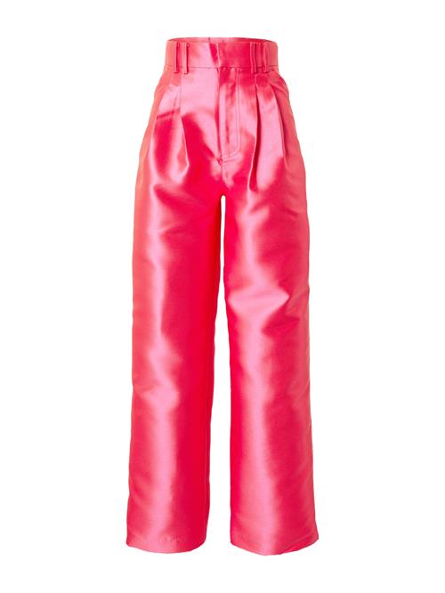 Warehouse Bukser med lægfolder 'Satin Twill High Waisted Wide Leg Trouse'  pink