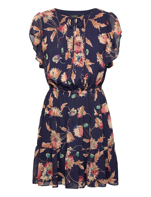 Floral Crinkle Georgette Tie-Neck Dress Lauren Ralph Lauren Navy