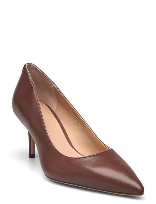 Lanette Burnished Leather Pump Lauren Ralph Lauren Brown