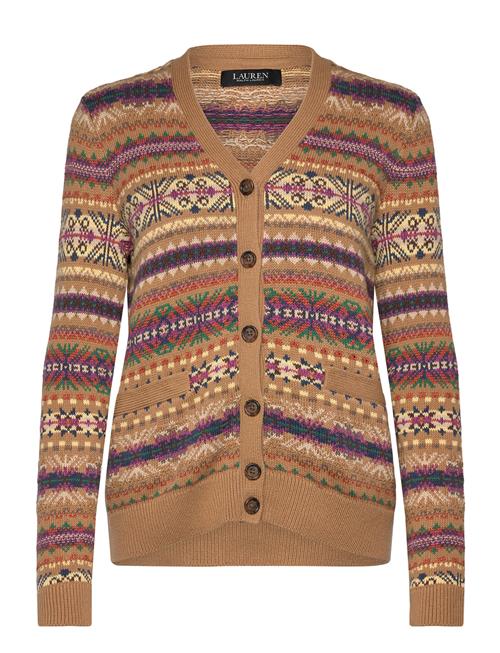 Fair Isle Cotton-Linen V-Neck Cardigan Lauren Ralph Lauren Brown