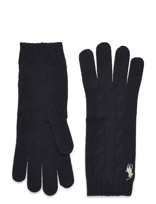 Cable-Knit Wool-Cashmere Gloves Polo Ralph Lauren Black