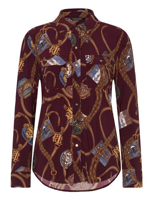 Slim Fit Print Stretch Jersey Shirt Lauren Ralph Lauren Burgundy