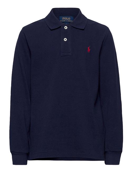 Cotton Mesh Long-Sleeve Polo Shirt Ralph Lauren Kids Blue