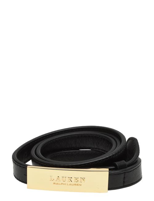 Logo Leather Skinny Belt Lauren Ralph Lauren Black