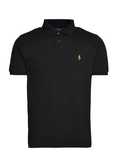 Custom Slim Plaid-Trim Mesh Polo Shirt Polo Ralph Lauren Black