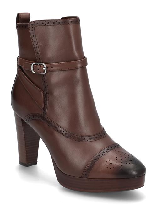 Mckinsey Burnished Leather Bootie Lauren Ralph Lauren Brown