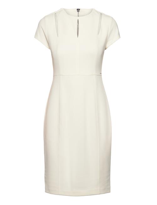 Scuba Crepe Ss Cut Out Dress Calvin Klein White