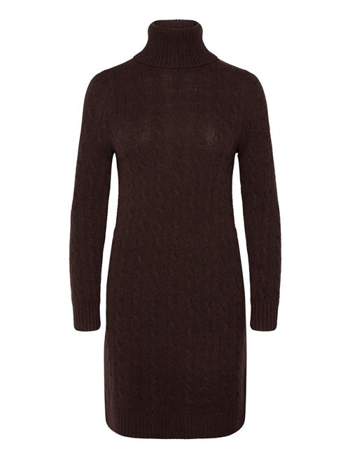 Cable Wool-Cashmere Turtleneck Dress Polo Ralph Lauren Brown