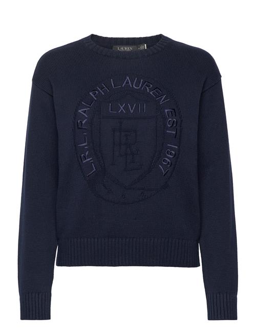 Logo-Crest Cotton Crewneck Sweater Lauren Ralph Lauren Navy