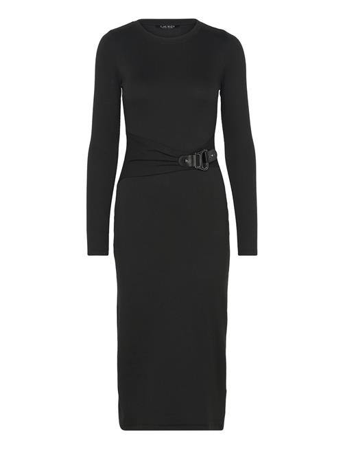 Buckle-Trim Cotton-Blend Knit Midi Dress Lauren Ralph Lauren Black