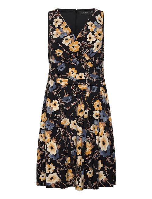 Floral Surplice Jersey Sleeveless Dress Lauren Ralph Lauren Black