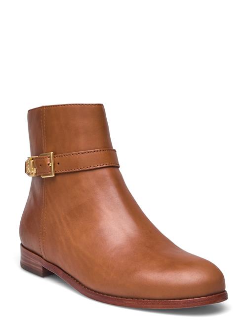 Brooke Burnished Leather Bootie Lauren Ralph Lauren Brown