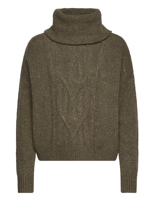 Cable-Knit Wool-Blend Turtleneck Sweater Lauren Ralph Lauren Khaki