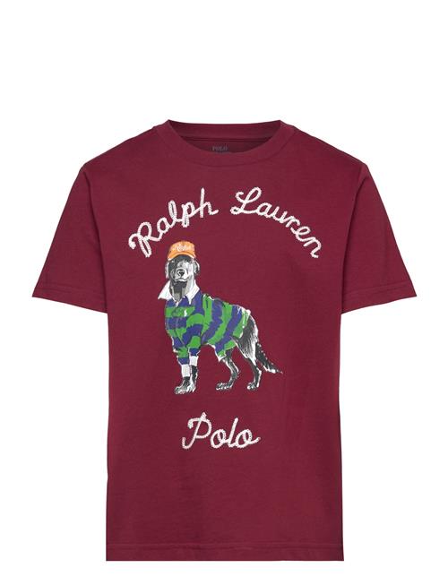 Dog-Print Cotton Jersey Tee Ralph Lauren Kids Burgundy