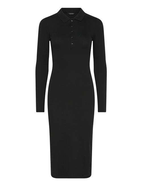 Rib-Knit Cotton-Blend Polo Dress Lauren Ralph Lauren Black