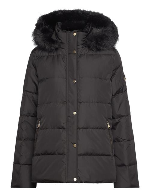 Faux-Fur-Trim Hooded Down Coat Lauren Ralph Lauren Black