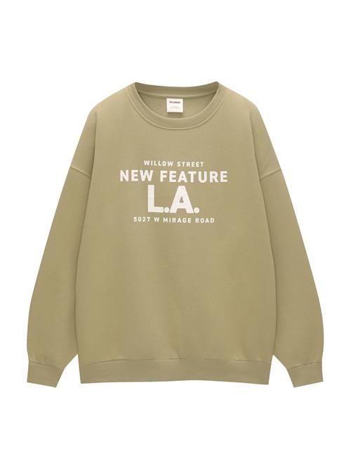 Pull&Bear Sweatshirt  khaki / hvid